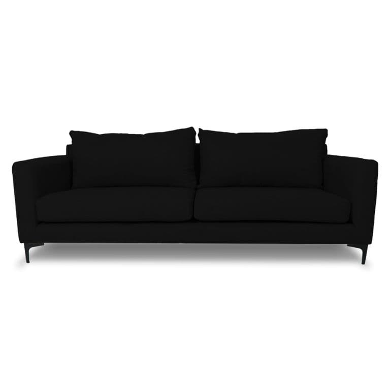SOFA ALANNA CHENILLE TIPO LINO NEGRO 2 CUERPOS