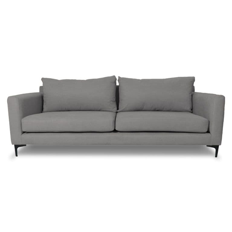 SOFA ALANNA CHENILLE TIPO LINO GRIS 3 CUERPOS