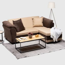 SECCIONAL REVERSIBLE IZQ Y DER FELPA CAFE TELA BEIGE