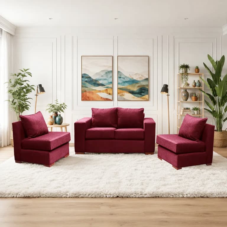 Living Evans sofa 2 cuerpos + 2 sofa 1 cuerpo Rojo