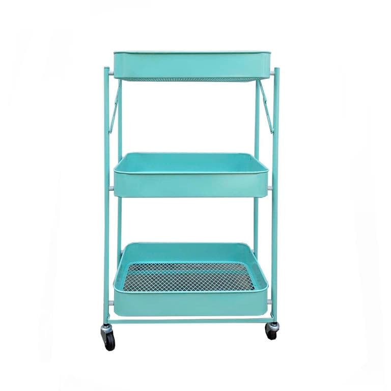 Carro Organizador Plegable con Ruedas Celeste