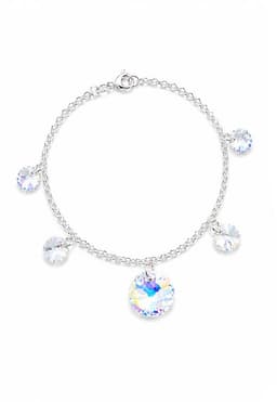 Pulsera Nepal Plata 925 creado con cristales de Swarovski Aurora Boreal Plateado TALLA UNICA