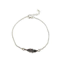 Pulsera Pluma Plata Fina 925 Plateado TALLA UNICA