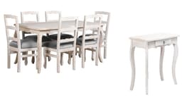 Combo Comedor 90x160 Tapizado gris Mesa de Arrimo
