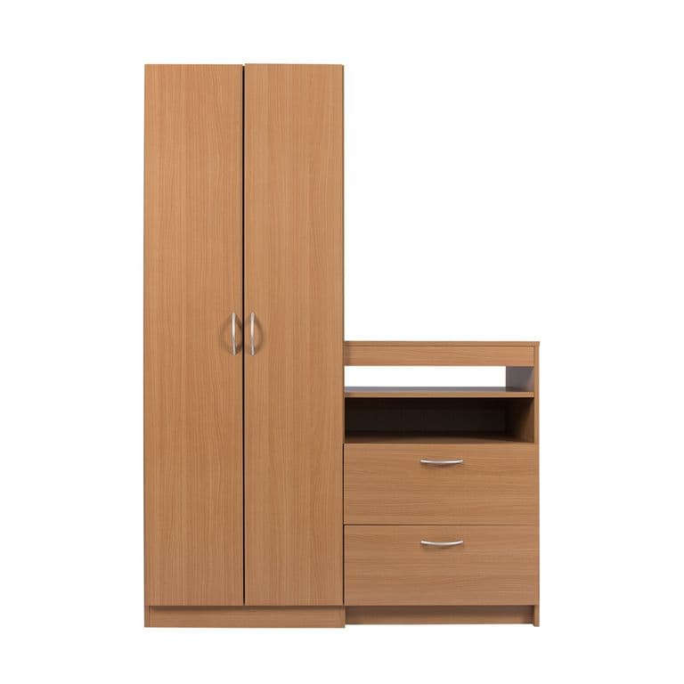 Closet Comoda, 2 puertas, 2 cajones, Cafe Claro