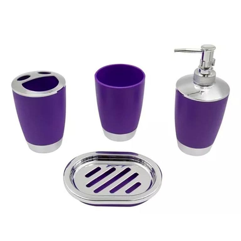 Set Accesorios De Bano 4pzs Porta cepillos Jabonera Morado