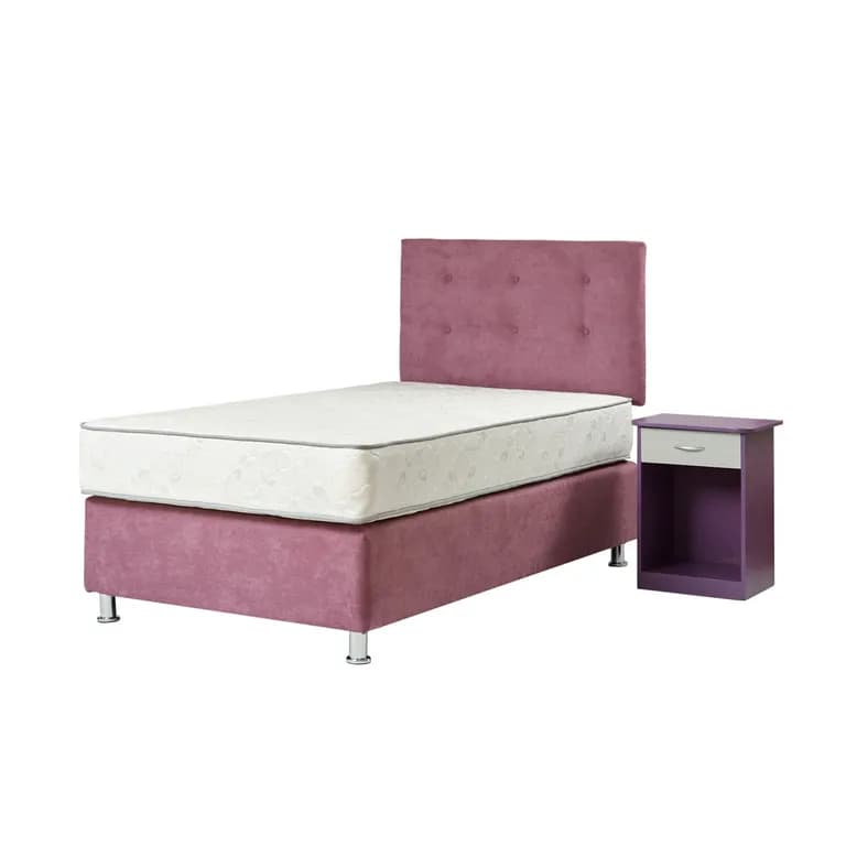 Box Americano Alegro T3500 Capitone 1,5 Plazas Morada + Velador