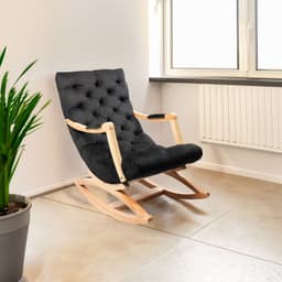 Silla Mecedora Capitone Negro Felpa