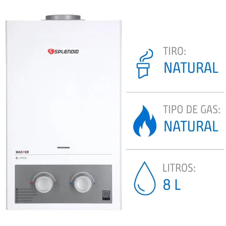 Calefont 8 litros Gas natural Tiro natural