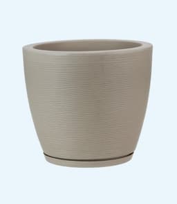 MACETERO BEIGE AMSTERDAM 28CM ALTO CON PLATO.