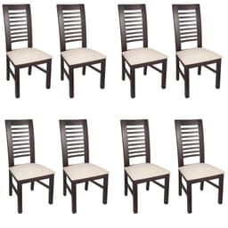 PACK 8 SILLAS LUCIANA MADERA COLOR CHOCOLATE TAPIZ BEIGE JASPEADO