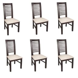 PACK 6 SILLAS LUCIANA MADERA COLOR CHOCOLATE TAPIZ BEIGE JASPEADO