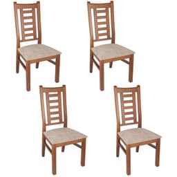 PACK 4 SILLAS PASCAL MADERA COLOR MIEL TAPIZ CAFE JASPEADO