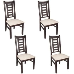 PACK 4 SILLAS PASCAL MADERA COLOR CHOCOLATE TAPIZ BEIGE JASPEADO