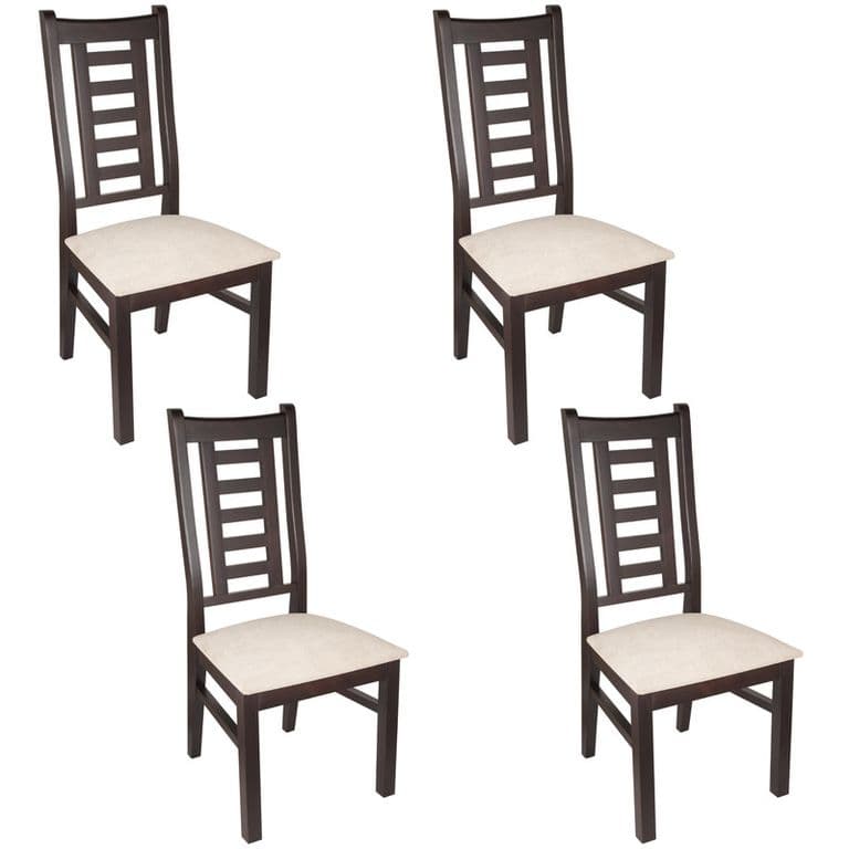 PACK 4 SILLAS PASCAL MADERA COLOR CHOCOLATE TAPIZ BEIGE JASPEADO