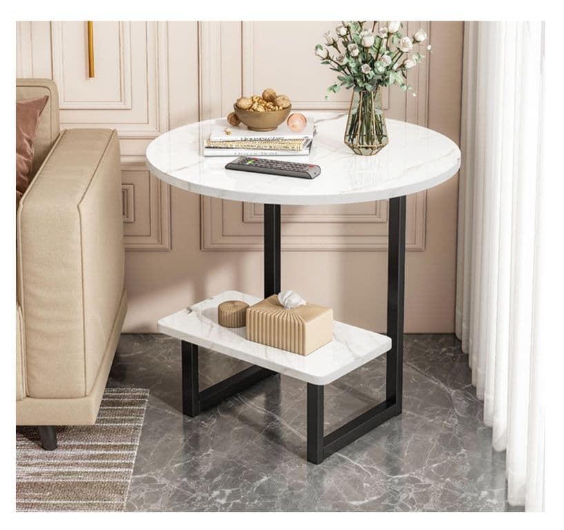 Mesa De Centro Redondo De Fierro Y Madera Living Vanguardia