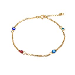 Tobillera Ojos Turcos Colores Enchapada Oro 18K Dorado TALLA UNICA