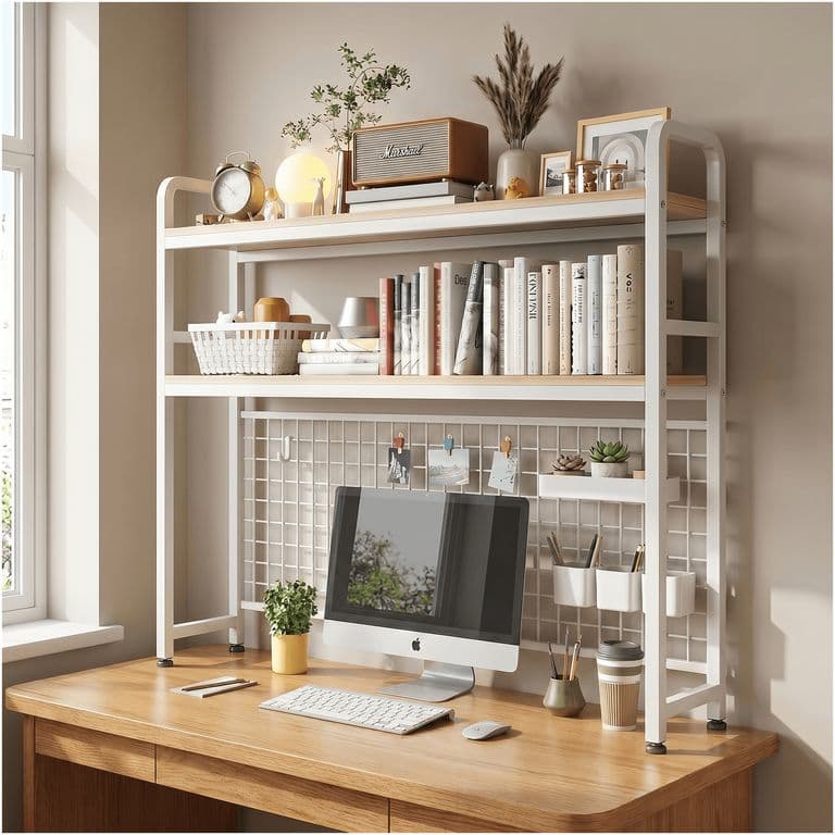 Organizador De Escritorio Multifuncional Con Repisa Metal