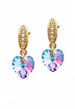 Aros Romance Gold 24K creado con cristales de Swarovski Vitral Light Violeta TALLA UNICA