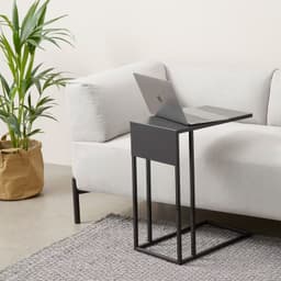 Mesa Lateral Metalica Negra Ervik 49x28x59 Hecho a Mano