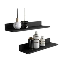 Set 4 Repisas Flotantes Rectas Soporte Negro 2 De 40 cm y 2 De 60 cm
