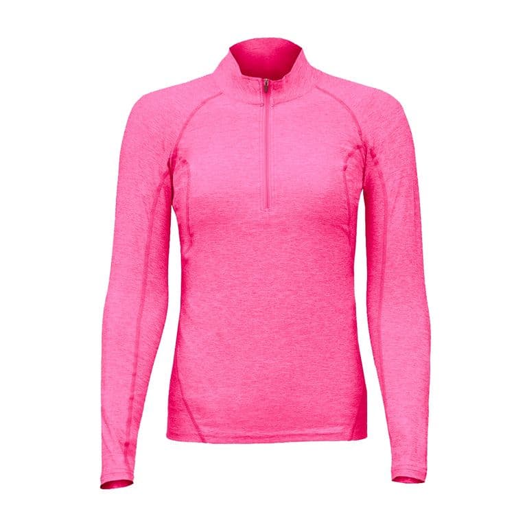 Polera Dry Fit Manga Larga Con Cierre Pale Rosado Mujer.- Rosa XS