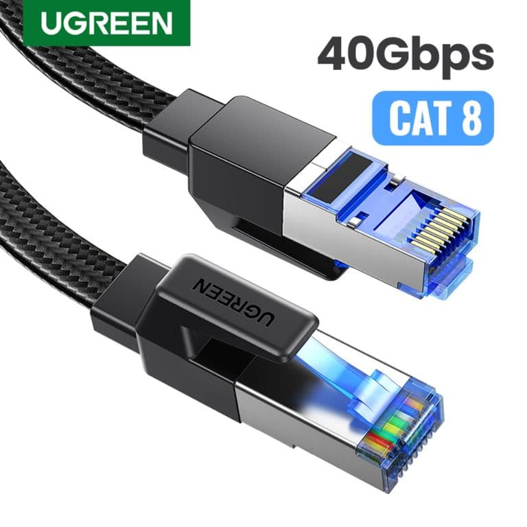 Cable De Red 10m Cat8 F/Ftp (40gbps) Trenzado Negro Nw153