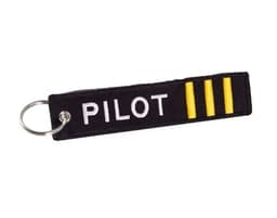 Llavero Bordado Piloto Pilot Regalos Originales, hombre mujer Negro TALLA UNICA