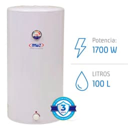 Termo Electrico 100L 1700W Mural  2 a 3 Duchas Bajo Consumo Anti Sarro