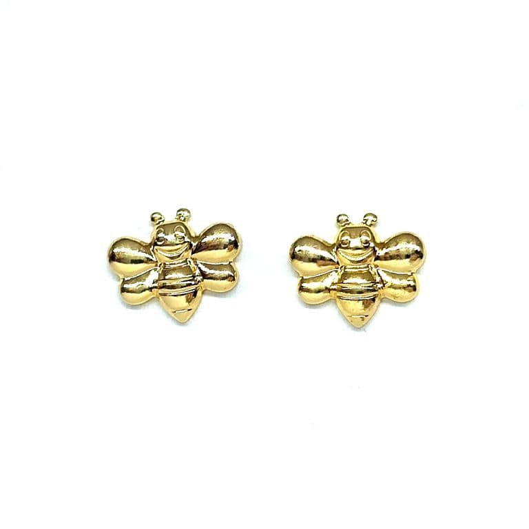 Aros Abeja Mini Enchapado Oro 18K Dorado TALLA UNICA