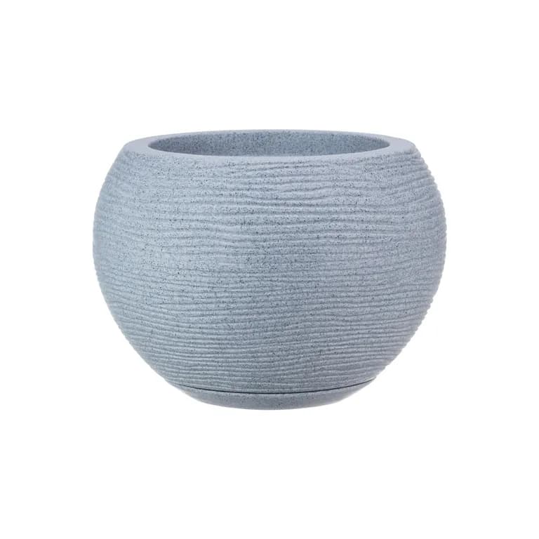 MACETERO GRIS CLARO FLORENCIA 19CM ALTO CON PLATO