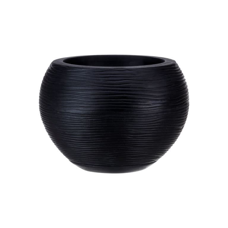 MACETERO NEGRO FLORENCIA 24CM ALTO CON PLATO