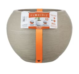 MACETERO BEIGE EFECTO PIEDRA 32CM ALTO CON PLATO