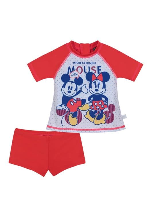 Traje de Bano Bebe Nina Set UV UV50+ Minnie Rojo M/Corta Rojo 9-12 MESES