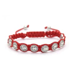 Pulsera Hilo Rojo San Benito Protector 10 Medallas Rojo TALLA UNICA