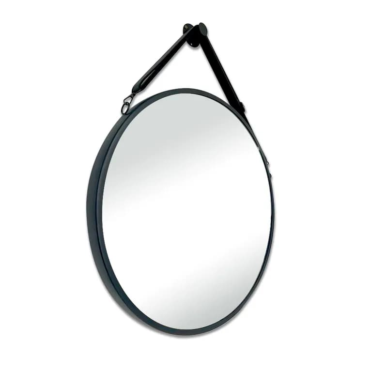 Espejo Colgante de Cuero Decorativo 60x60cm Negro