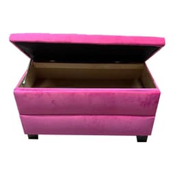Banqueta Baul Zapatero Rosado Felpa Pmadera