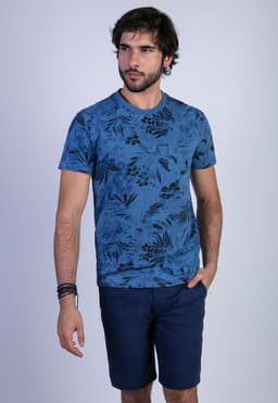 Polera Florida Azul Azul S