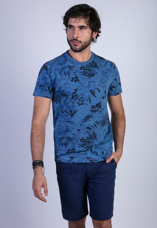 Polera Florida Azul Azul S