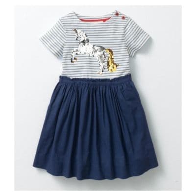 Vestido Manga Corta Nina Falda Unicornio Azul Petroleo 6