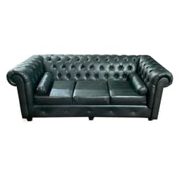 Sofa Chestefield Negro Cuero PU 3C Pmetal