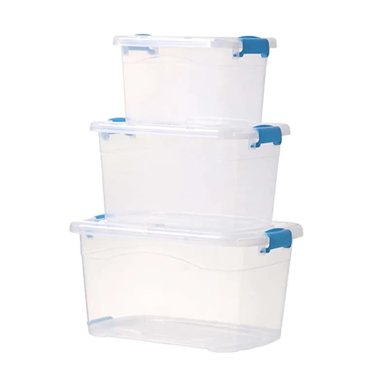 Set De 3 Cajas de Almacenamiento de Plastico Con Tapas
