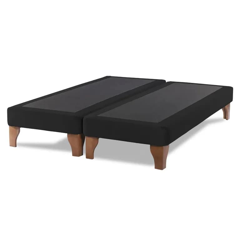 Base De Cama Europea King Negro Lino
