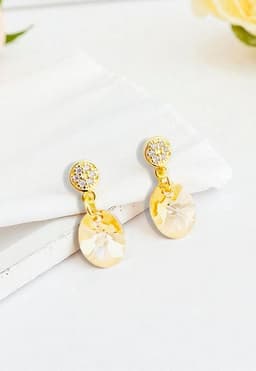 Conjunto Praga Bano Oro 24K creado con cristales de Swarovski Golden Shadow Beige TALLA UNICA