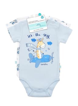 Set 2 Body Manga Corta Celeste Jirafa Nino 3-6M Celeste 3-6 MESES