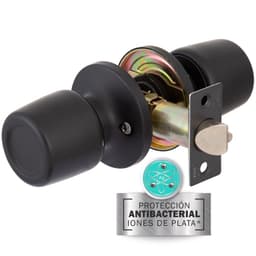 Cerradura Tubular Pomo 8000 Antibacterial Libre Paso Negro