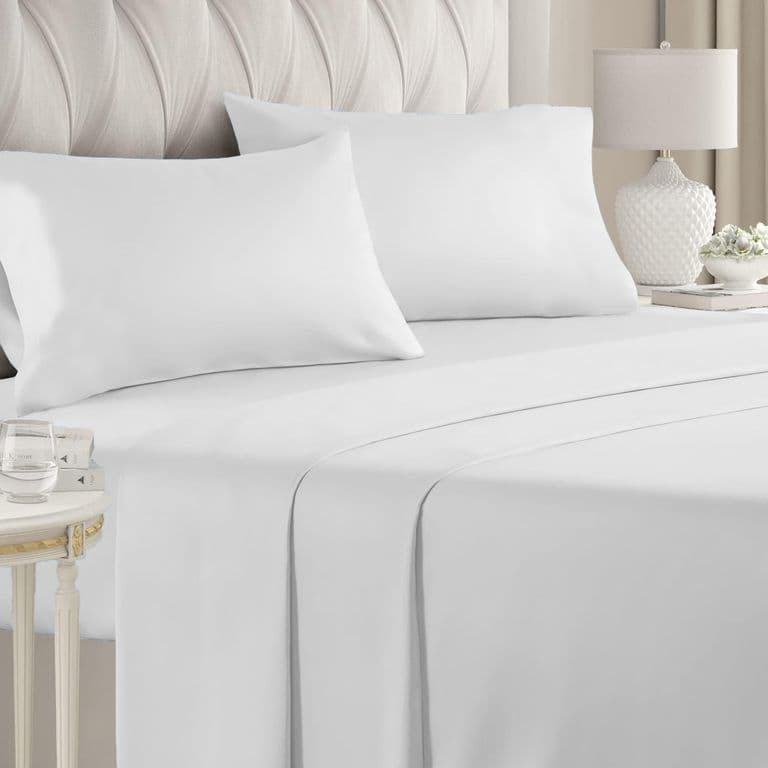 Juego de Sabanas 180 Hilos Blanco 50/50 Polycotton KING