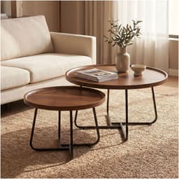 Juego Mesa De Centro Living Madera Natural