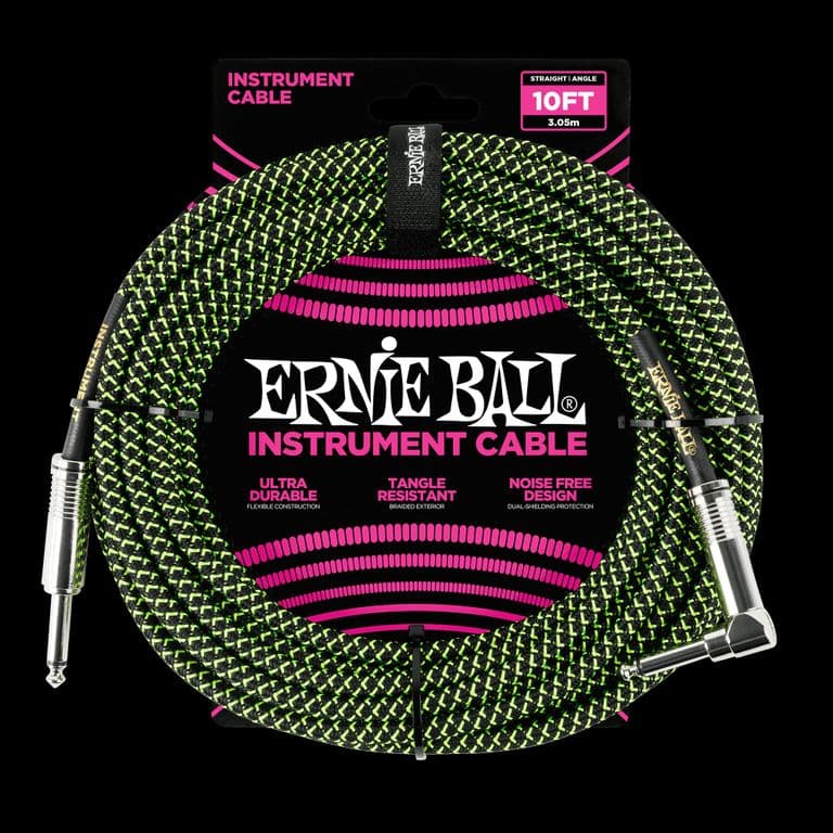 Cable de Instrumento Trenzado Verde/Negro 3m 6077