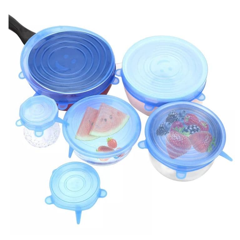 TAPAS DE SILICONA EXTENSIBLE ANTI ESCURRIMIENTO 6 PIEZAS